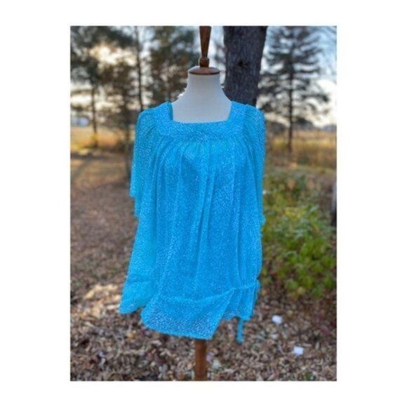 Pure Alfred Sung Sheer Blouse Top Flutter Sleeve Sz 3XL - Picture 2 of 11